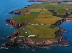 Aerial view of the cottages on the beautiful Pembrokeshire coastline
