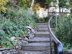 Meandering pathways and steps in the garden