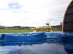 Enjoy a dip in the spacious private hot tub and enjoy the views over Tinto