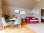 Step inside the fantastic open-plan accommodation with wood burner
