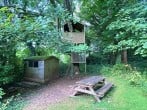 Let the children have adventures in this wonderful treehouse with tree swing Let the children have adventures in this wonderful treehouse with tree swing