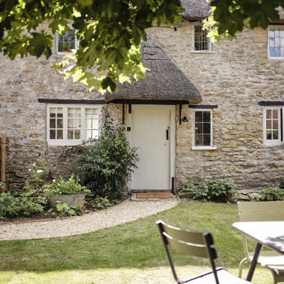 Thatched cottage in a Somerset village