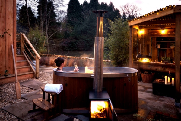 Shepherds Hut hot tub in Somerset