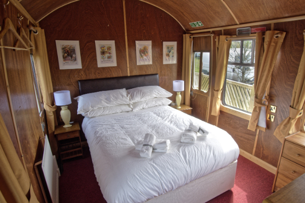 Glamping coach at Bodiam bedroom