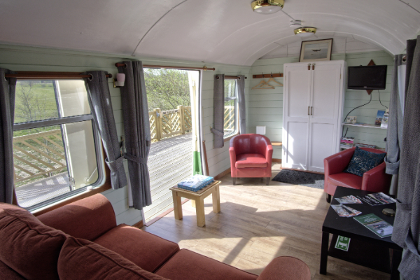 Glamping coach at Bodiam living room